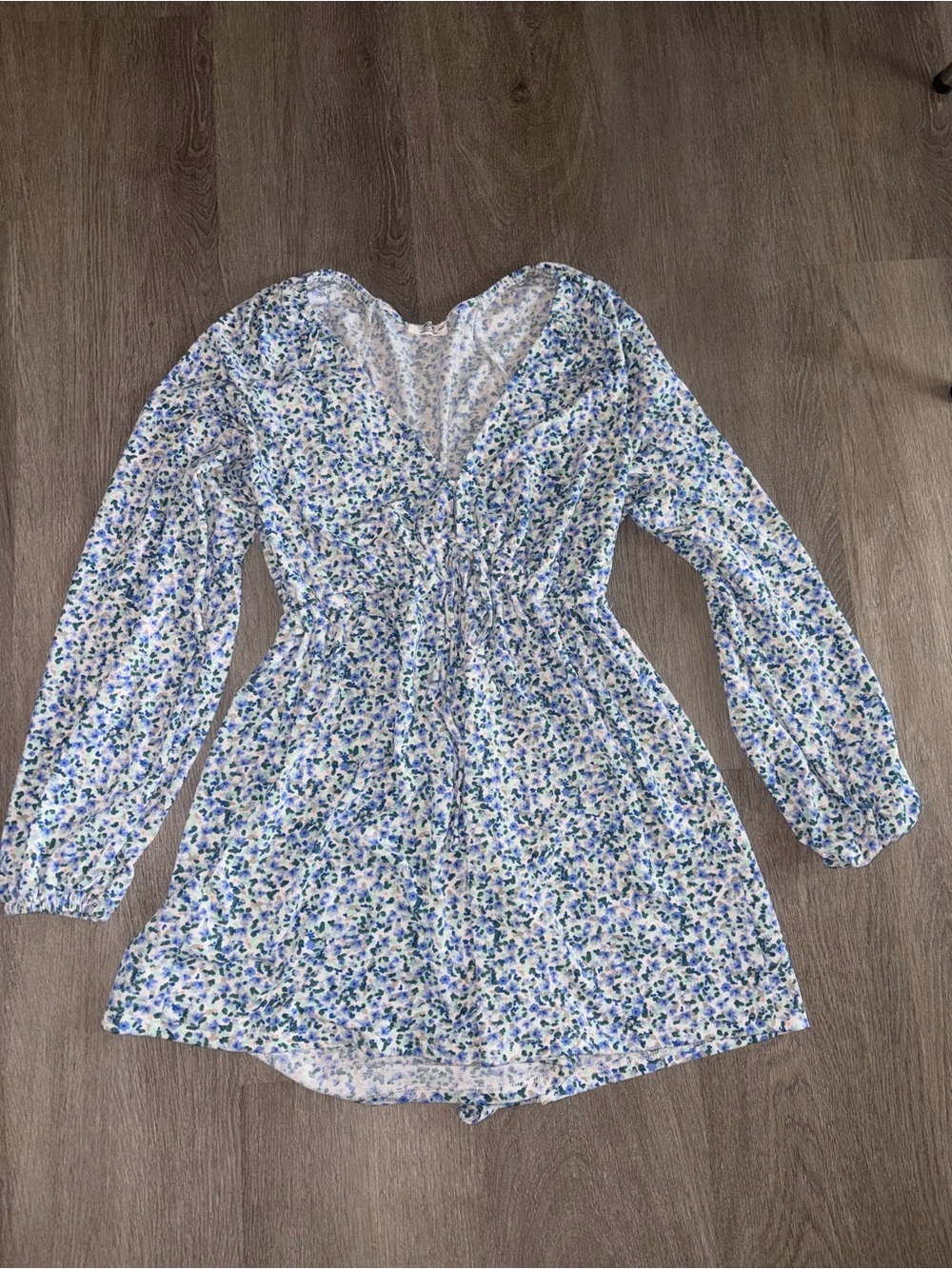 Ardene White Romper with Blue & Green Floral Print